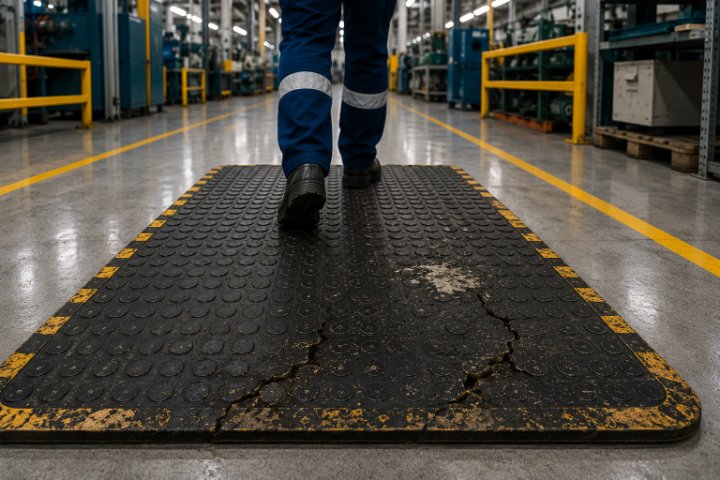 Quais sinais indicam que o tapete industrial precisa ser substituído?